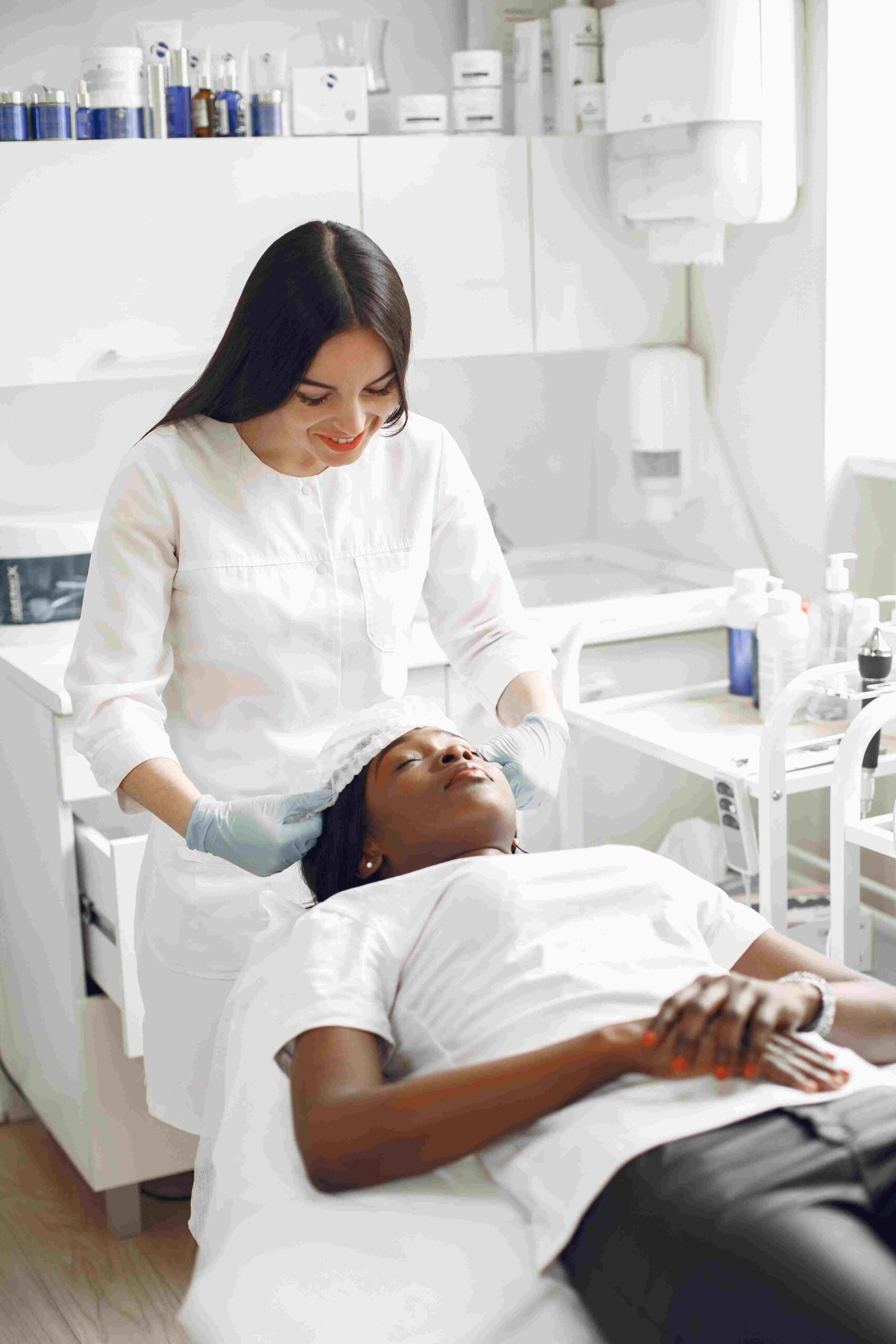 A Woman Having Facial Treatment